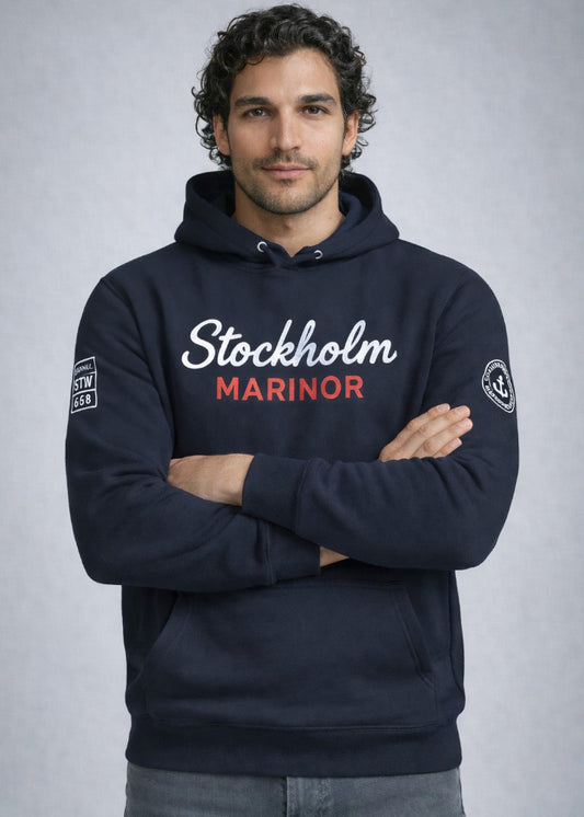 Stockholm Marinor Hoodie – Mörkblå Premium Hoodie | Cottonhill