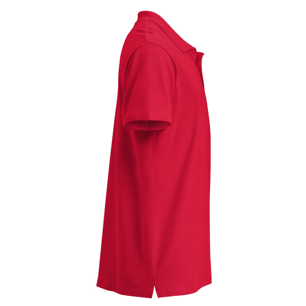 Sidovy av rött herr poloshirt i bomullspiké