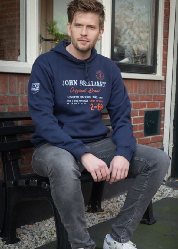 Hoodie Sweatshirt With Nautical Print Darkblue Sweater