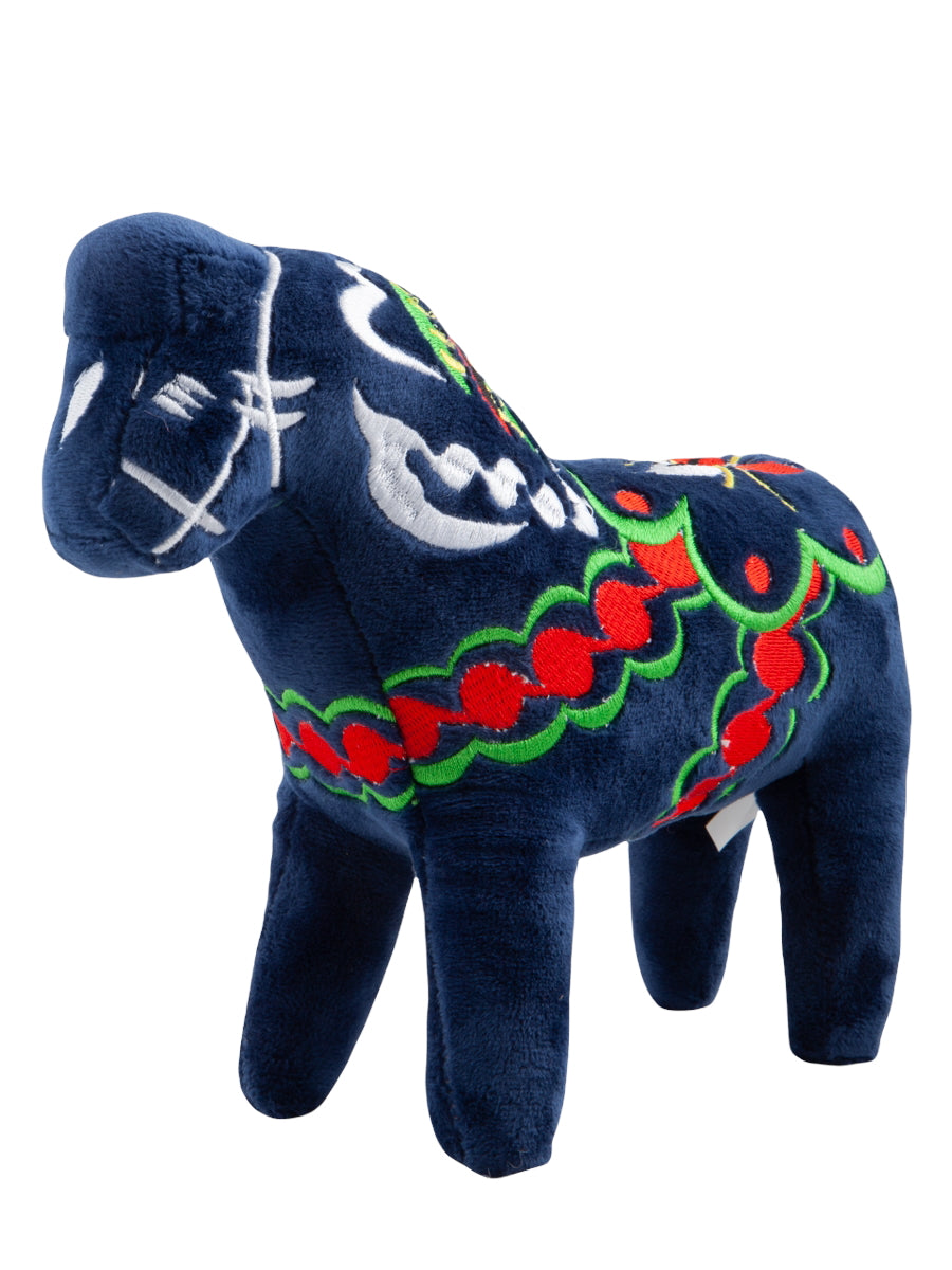 Mjuk Dalahäst Mörkblå 20 cm | Svensk Kurbits Plyschfigur
