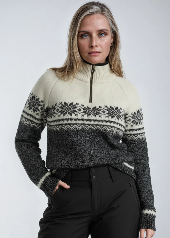 Damtröja i Setesdals design gjord av 100% ren, Ullmörkgrå tillbaka