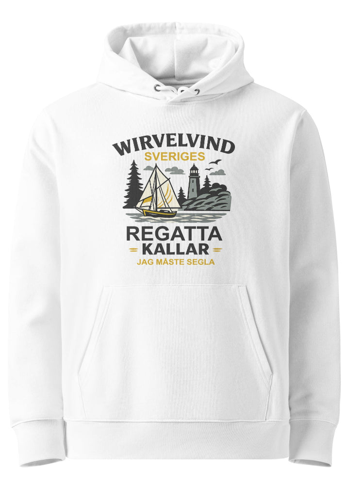 Ekologisk hoodie vit | Båtkusten kallar – Wirvelvind