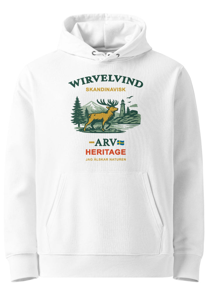 Ekologisk hoodie vit | Skandinavisk Arv – Wirvelvind