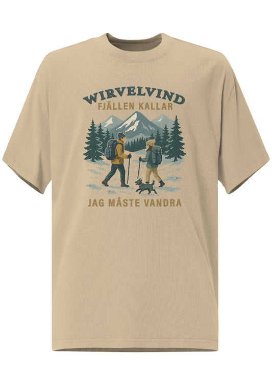 Faded T-shirt i khaki med Wirvelvind fjäll- och vandringstryck