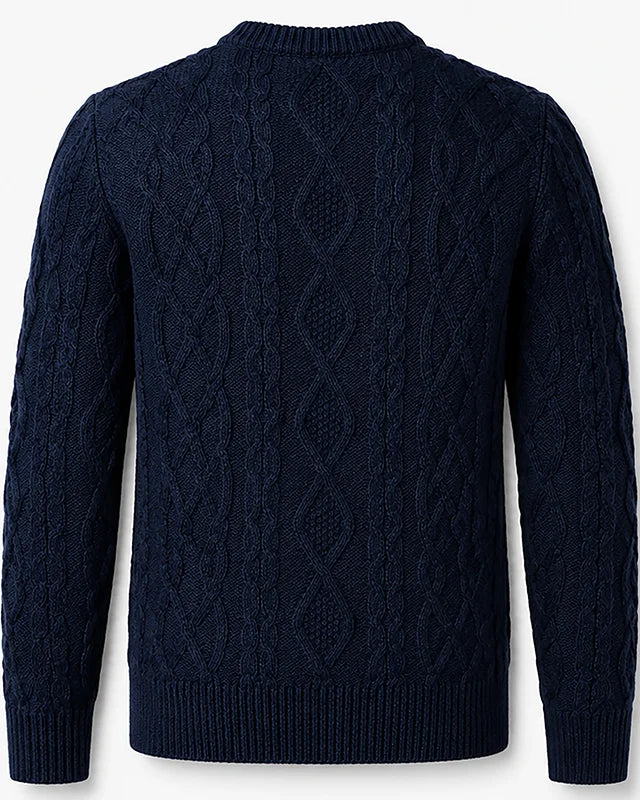 Kraftig Aran-tröja, Mörkblå