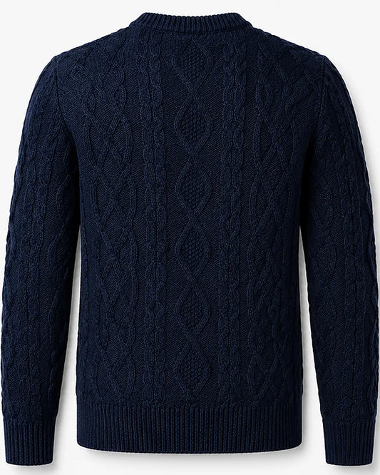 Kraftig Aran-tröja, Mörkblå