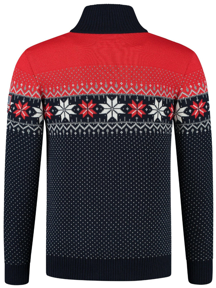 Nordic Herrtröja Merino, röd & blå tillbaka