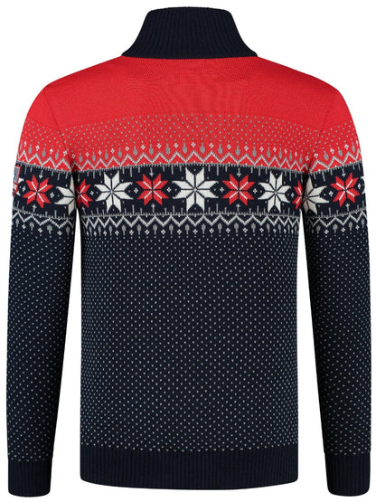 Nordic Herrtröja Merino, röd & blå tillbaka