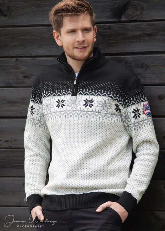Nordic Herrtröja Merino, svart & vit fatmosfär