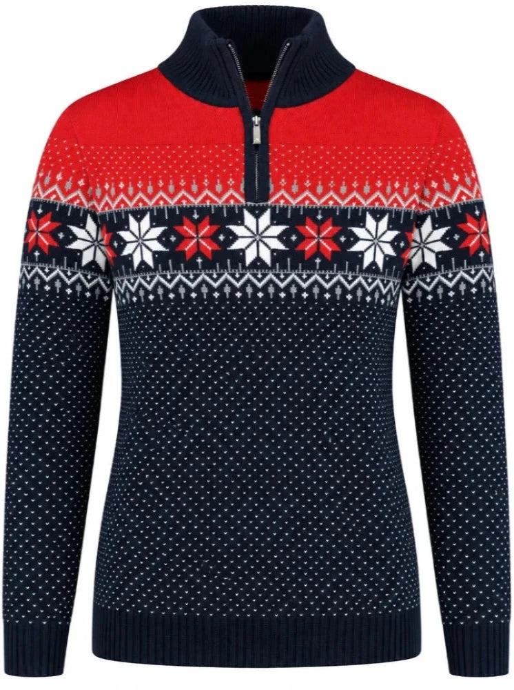 Nordic Tröja Merino, röd & blå