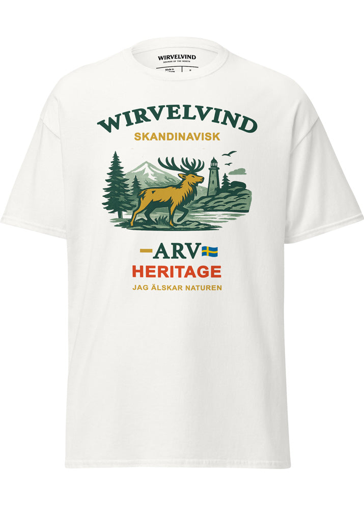 Vit t-shirt med Wirvelvind Nature Heritage-tryck
