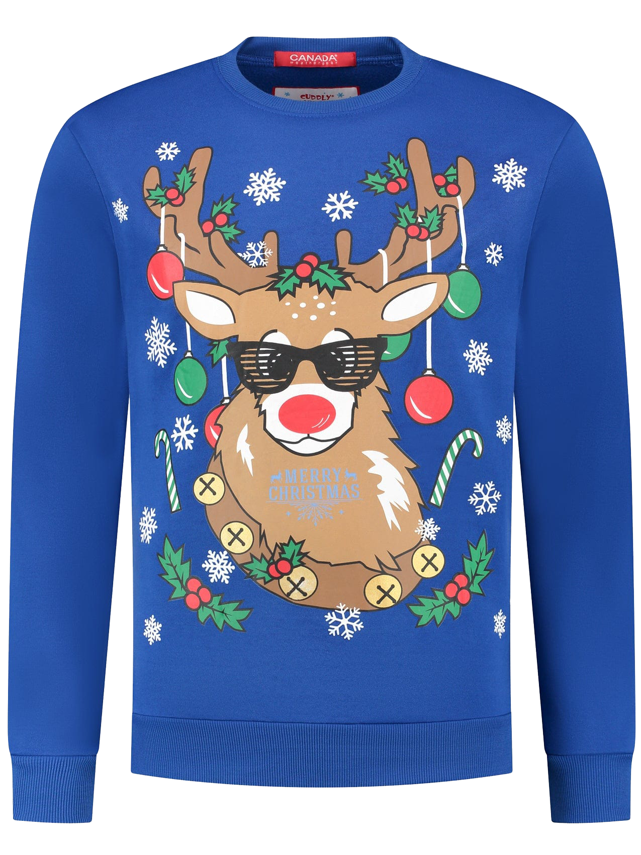 Wirvelvind Festlig renblå jultröja