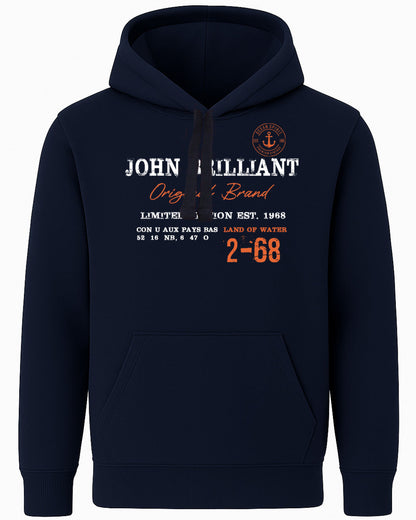 Wirvelvind Huvtröjan med nautiskt tryck, Mörkblå