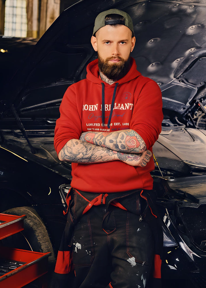 Wirvelvind Huvtröjan med nautiskt tryck, Röd