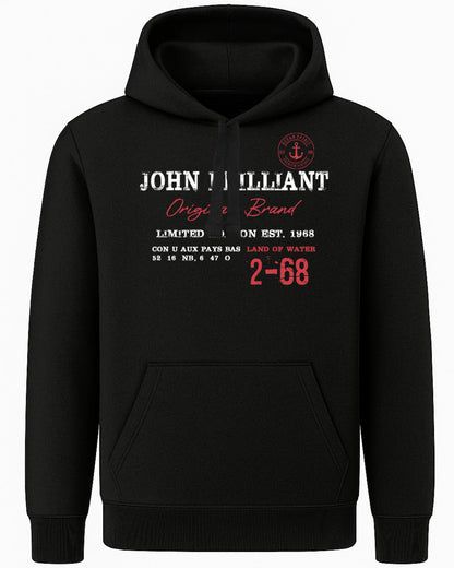 Wirvelvind Huvtröjan med nautiskt tryck, Svart