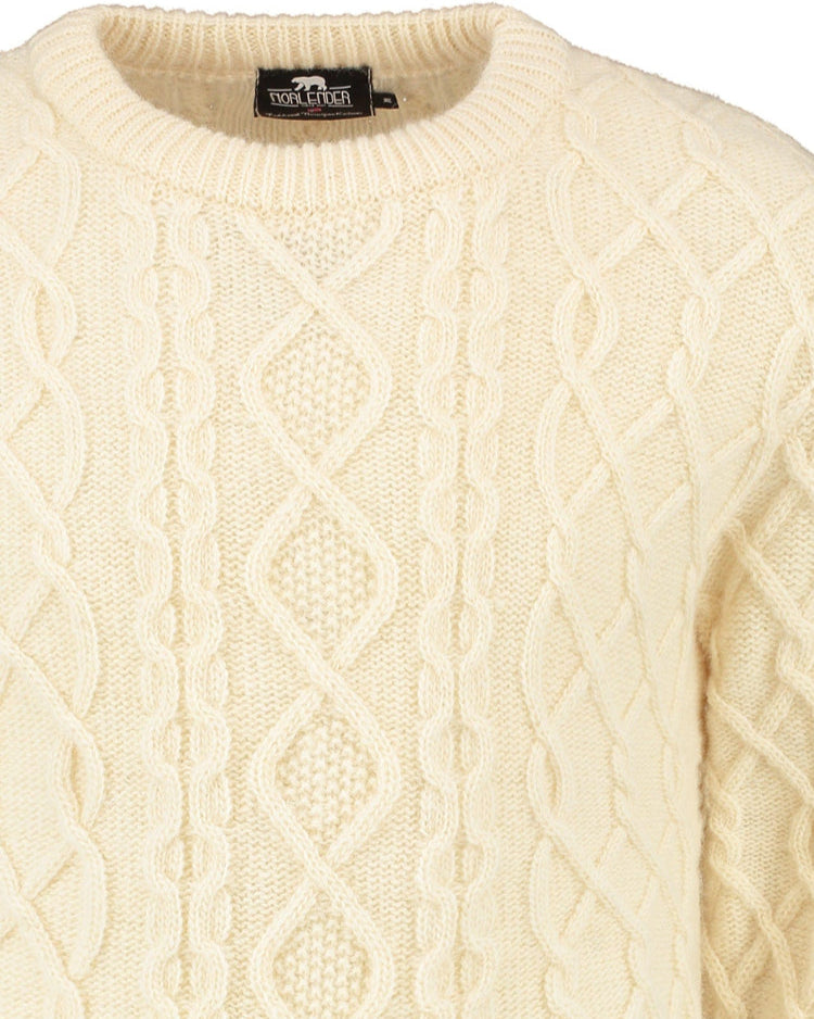 Wirvelvind Kraftig Aran-tröja, Benvit
