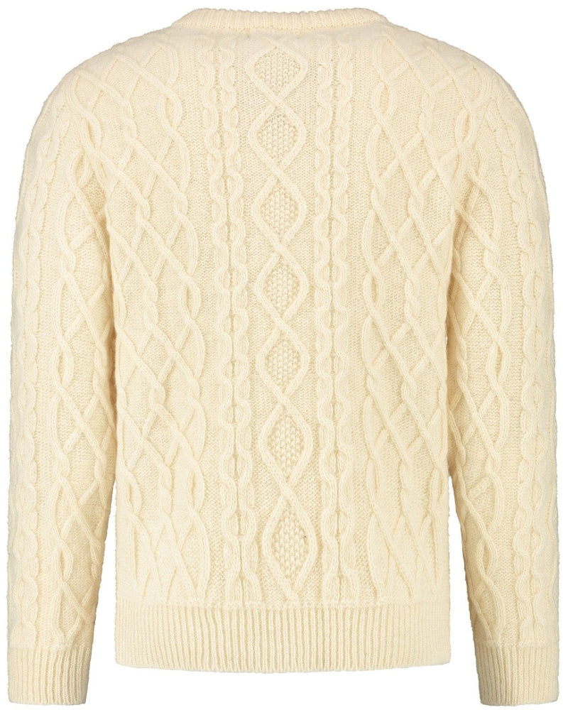 Wirvelvind Kraftig Aran-tröja, Benvit