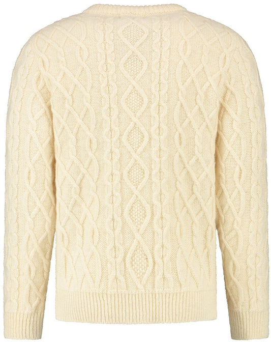 Wirvelvind Kraftig Aran-tröja, Benvit