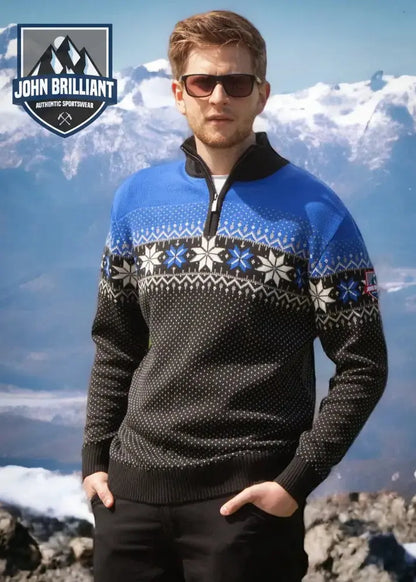 Wirvelvind Nordic Herrtröja Merino, blå & svart