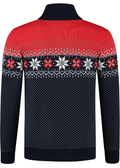 Wirvelvind Nordic Herrtröja Merino, röd & blå
