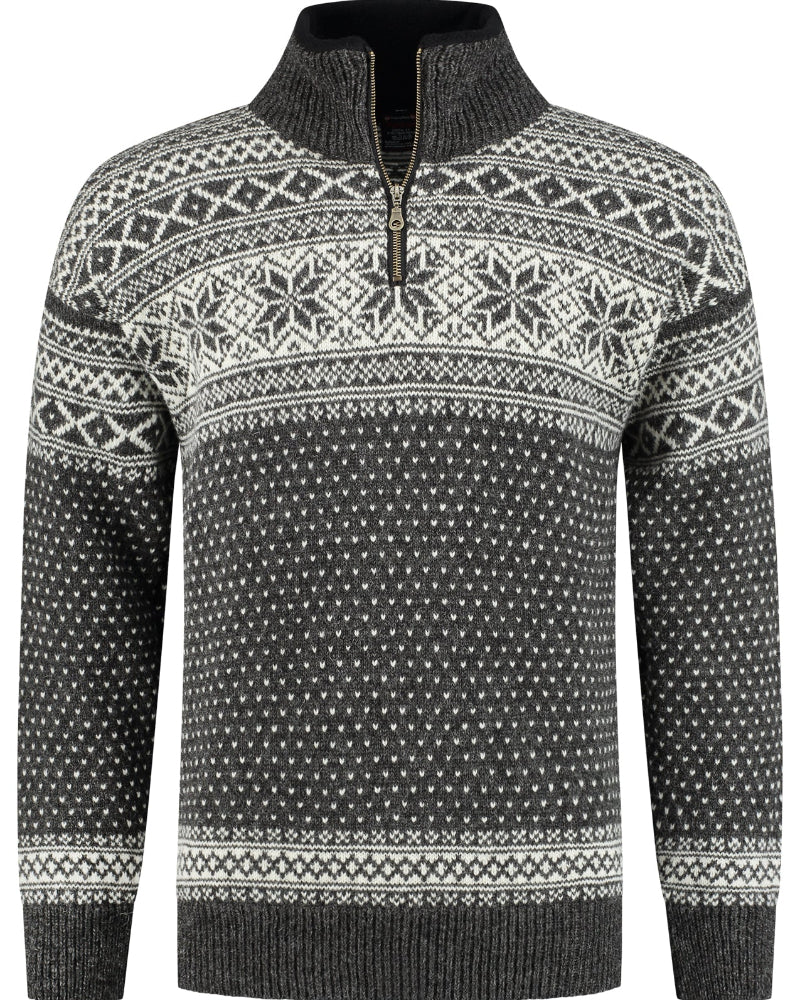 Wirvelvind Pullover av 100% ren ny ull, Mörkgrå