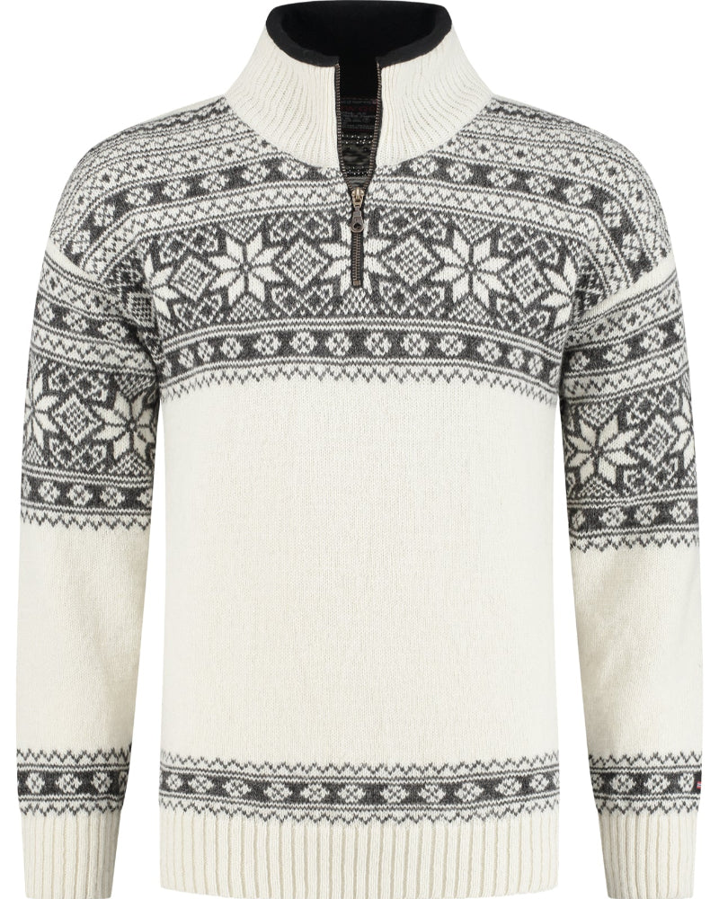 Wirvelvind Pullover i Setesdals design av 100% ren ull, Benvit