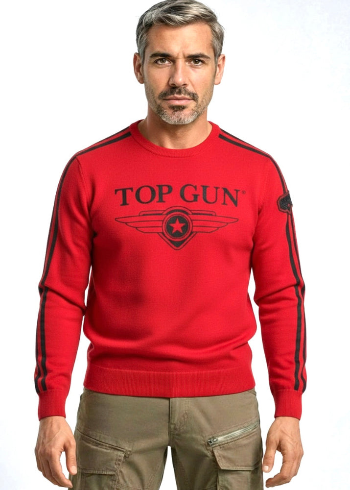 Wirvelvind Rund halsringad tröja med "Streak Logo"-märken, röd