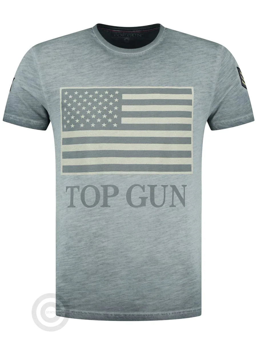 Wirvelvind Rundhalsad bomulls-T-shirt "US vintage Flag" Grå