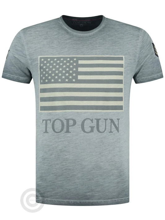 Wirvelvind Rundhalsad bomulls-T-shirt "US vintage Flag" Grå