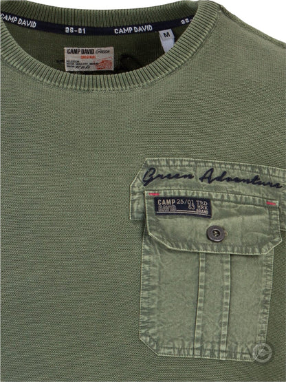 Wirvelvind Rundhalsad tröja med tryck baktill, grön