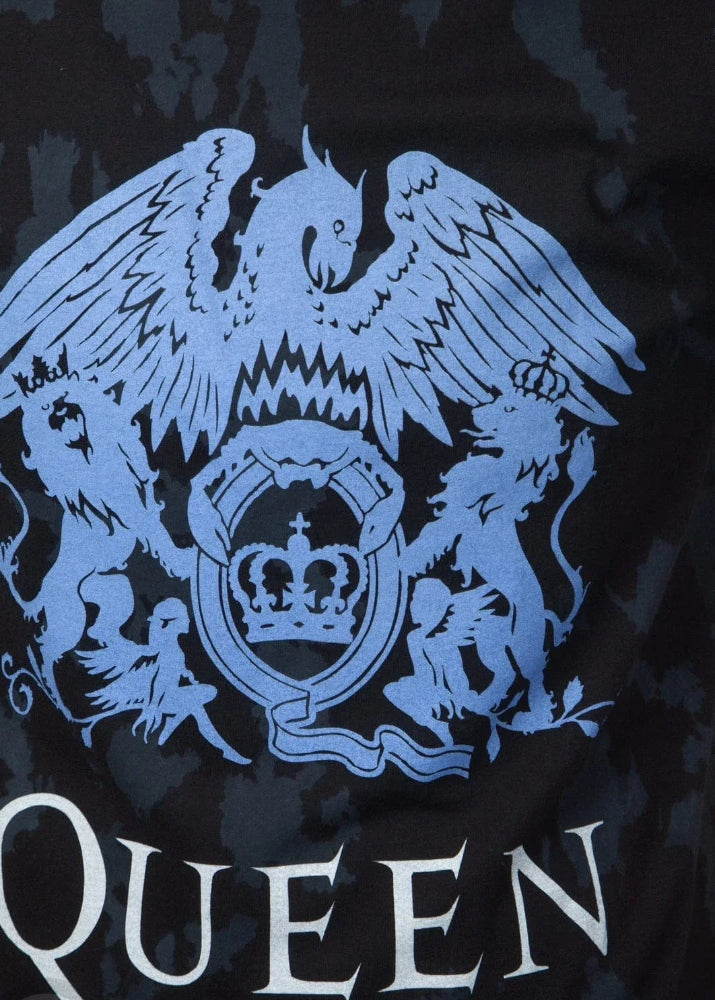 Wirvelvind T-shirt Queen "Blue Crest" Dip Dye, Svart