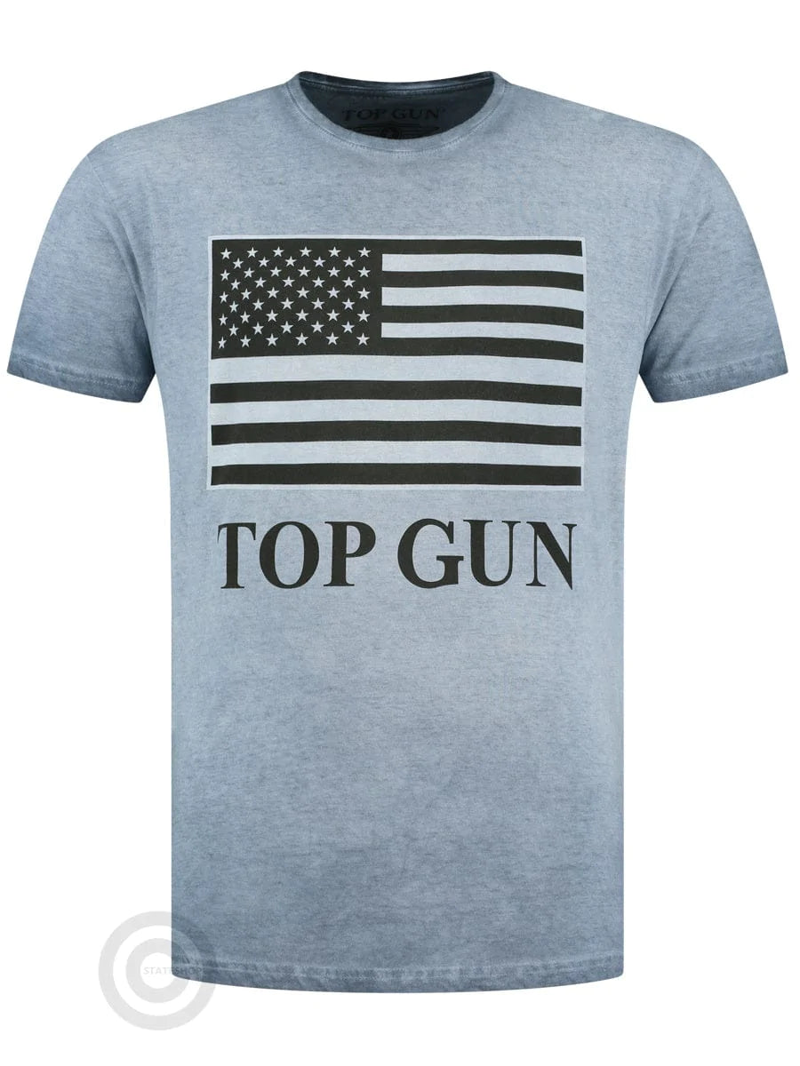Wirvelvind T-shirt, rund hals i bomull "US Flag" blå