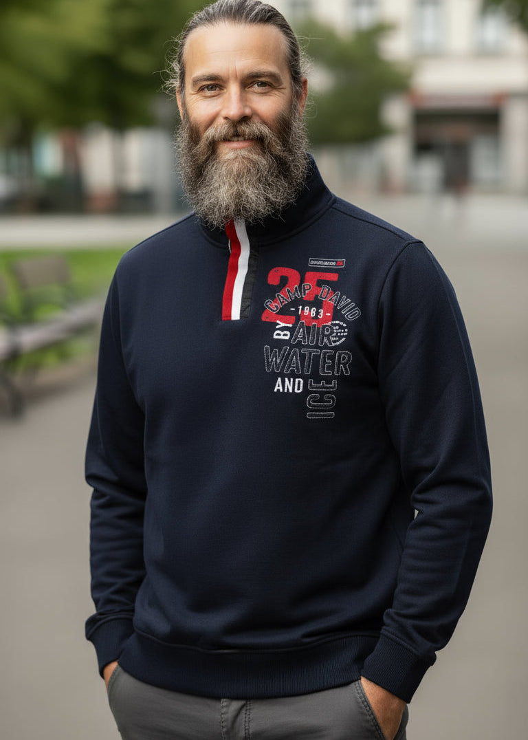 Wirvelvind Troyertröja med band och konstverk i Frozen Marinblå