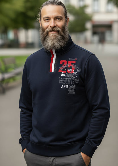 Wirvelvind Troyertröja med band och konstverk i Frozen Marinblå