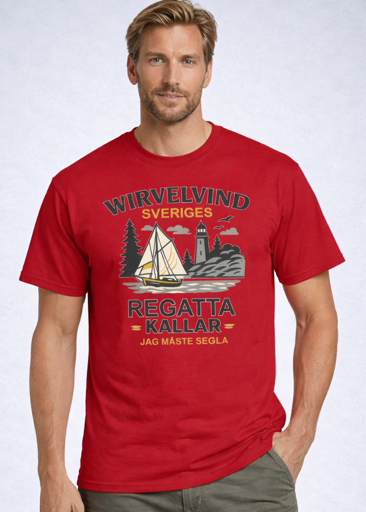 Wirvelvind röd t-shirt | Båtkusten kallar – Jag måste