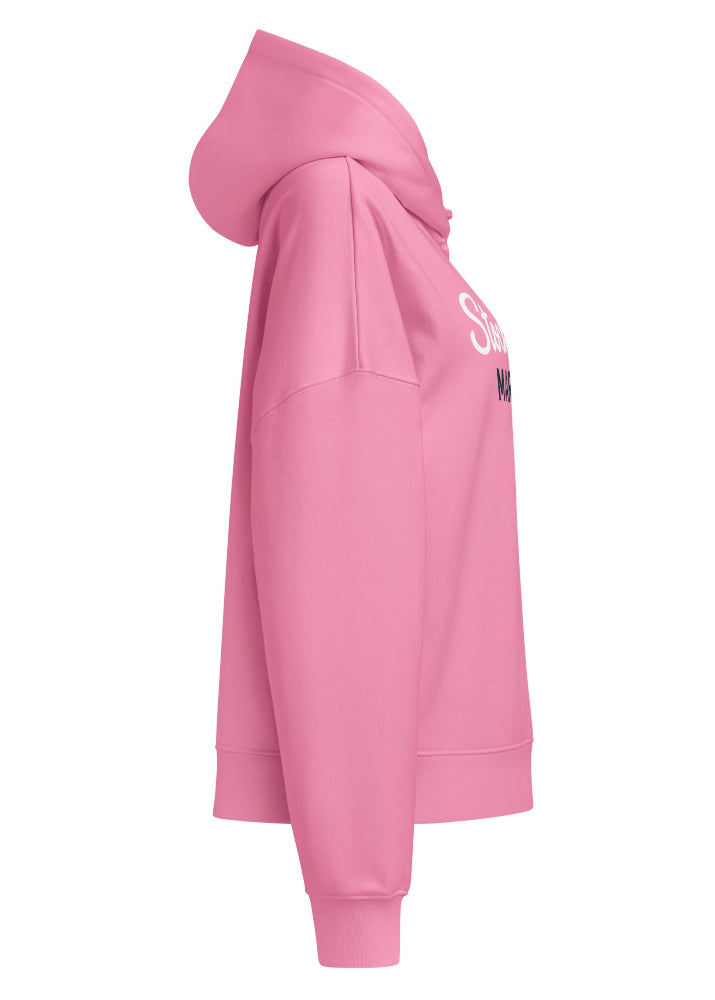 Ekologisk rosa hoodie för dam med Stockholm Marinor-print från Anne Hill