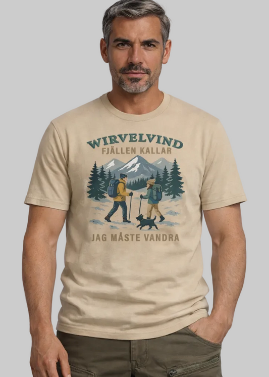 Faded T-shirt i khaki med Wirvelvind fjäll- och vandringstryck