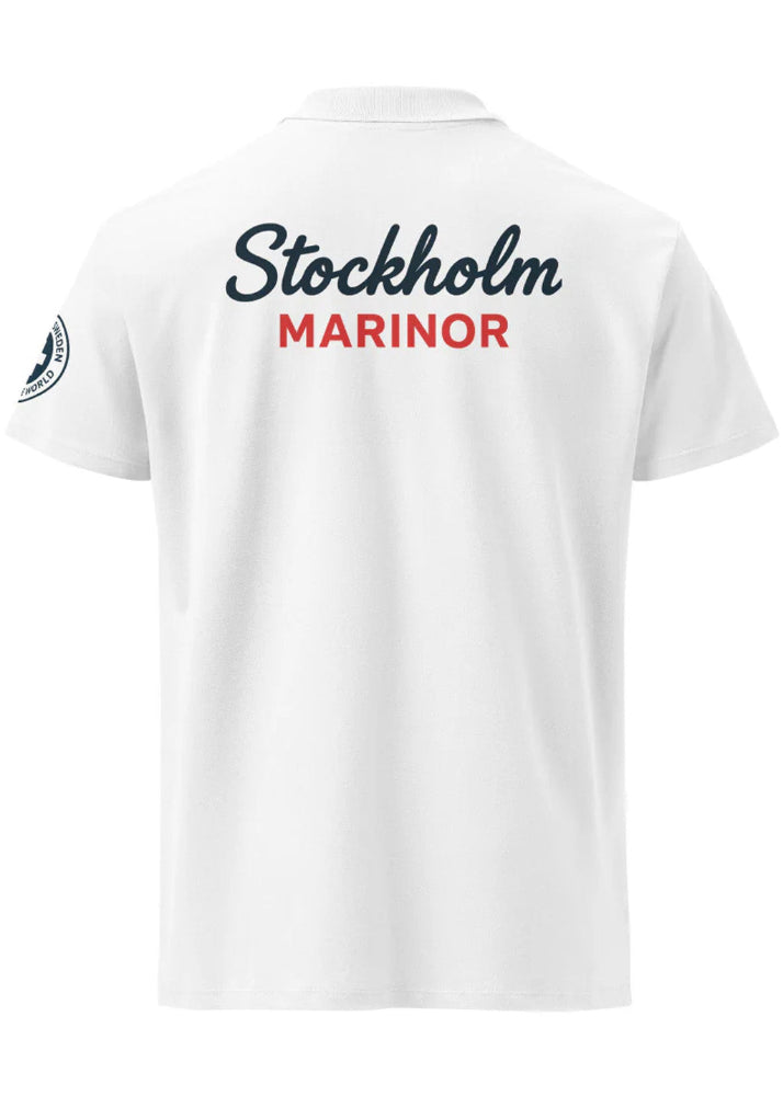 Vit herr poloshirt i premium piké med Cottonhill Crew 1968