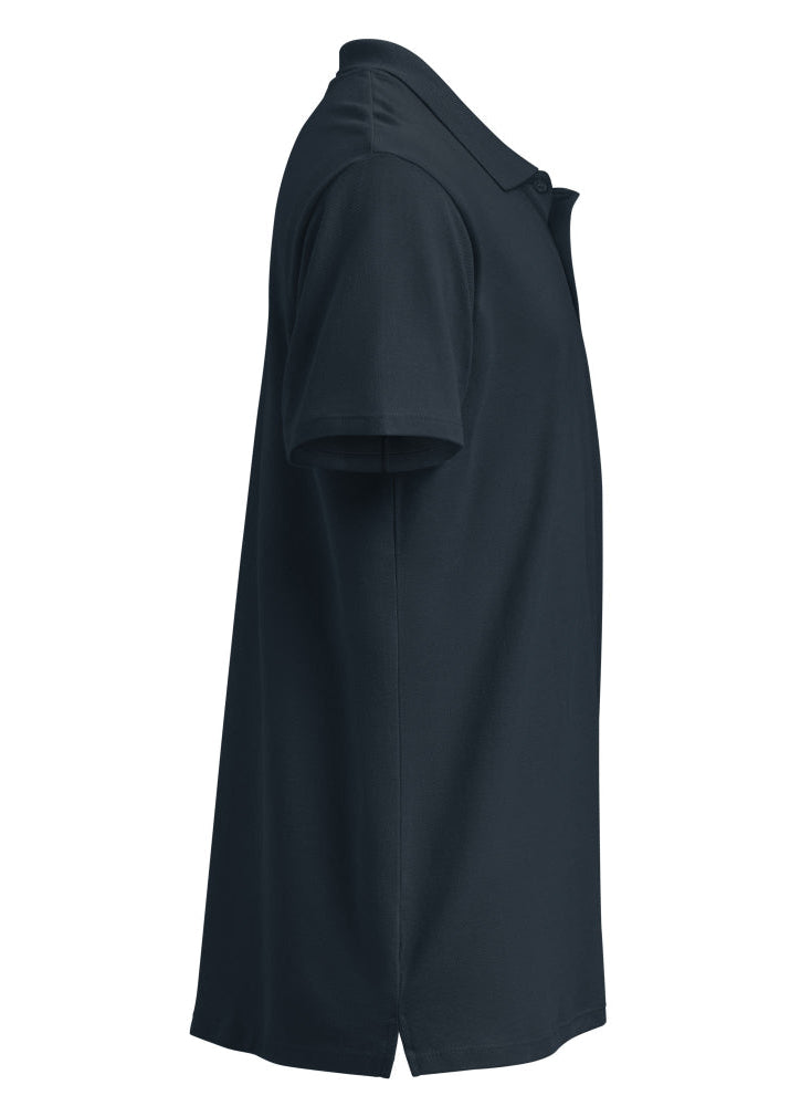 Marinblå piképolo med ryttartryck i fyra färger på ryggen