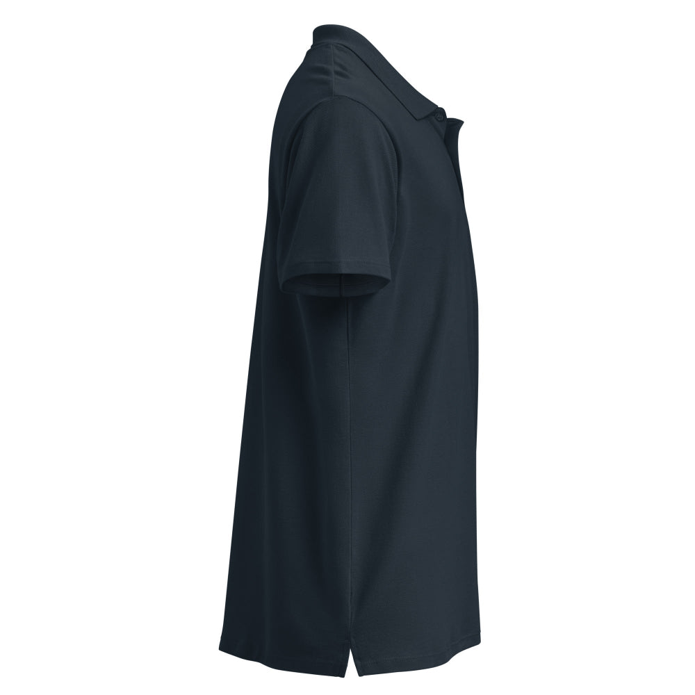 Sidovy av marinblått herr poloshirt i bomullspiké