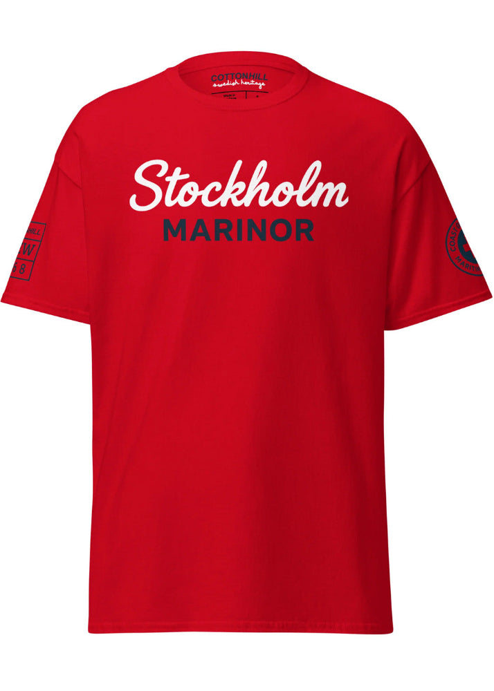Röd Stockholm Mariner t-shirt med maritimt brösttryck
