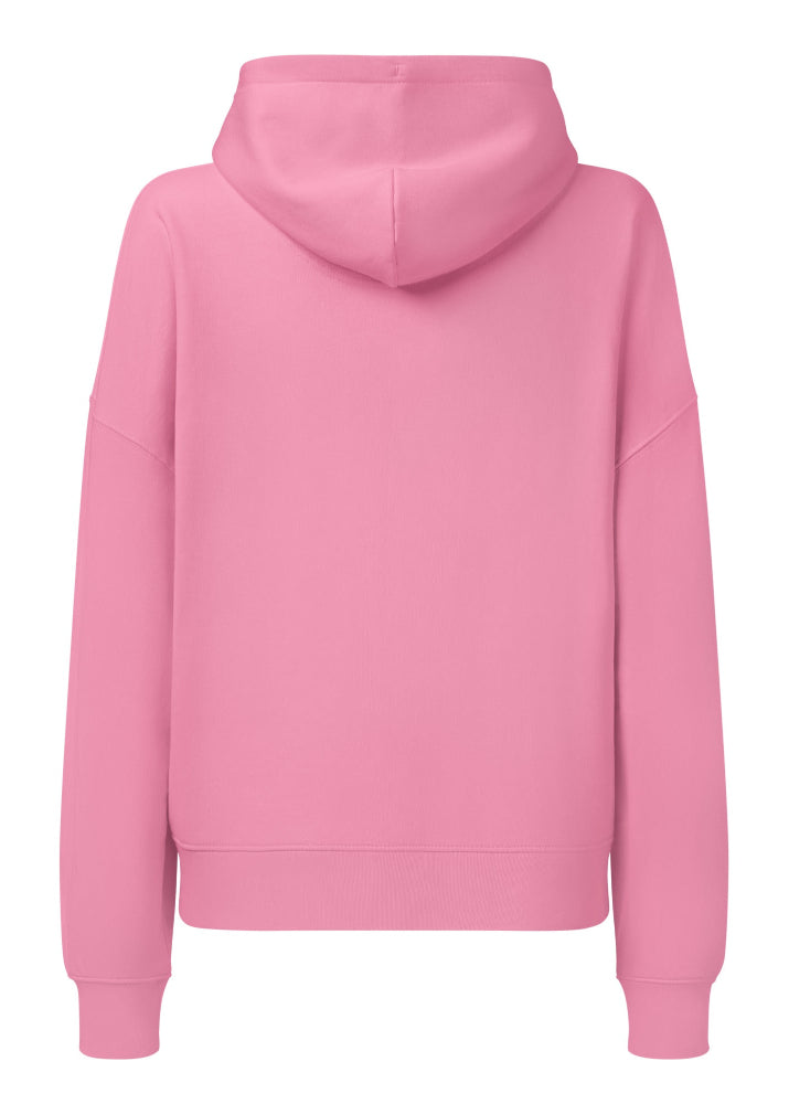 Ekologisk rosa hoodie för dam med Stockholm Marinor-print från Anne Hill