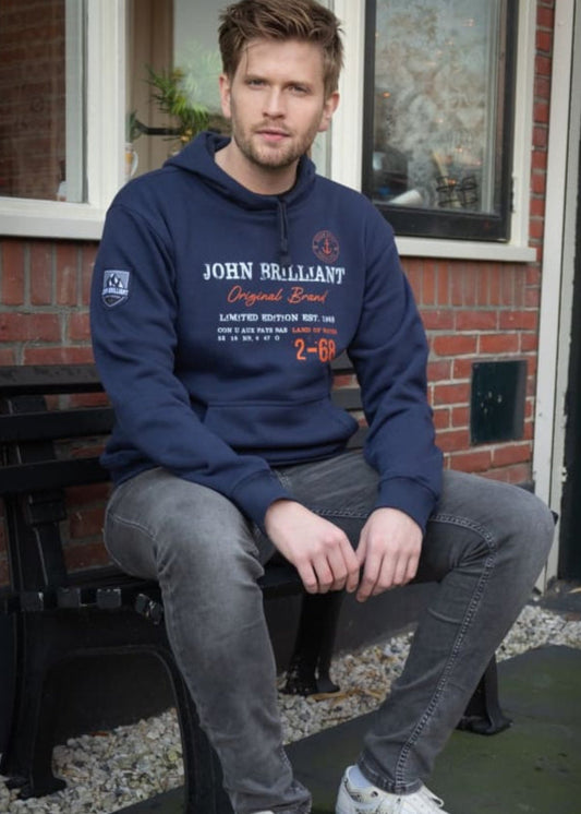 Hoodie Sweatshirt With Nautical Print Darkblue Sweater